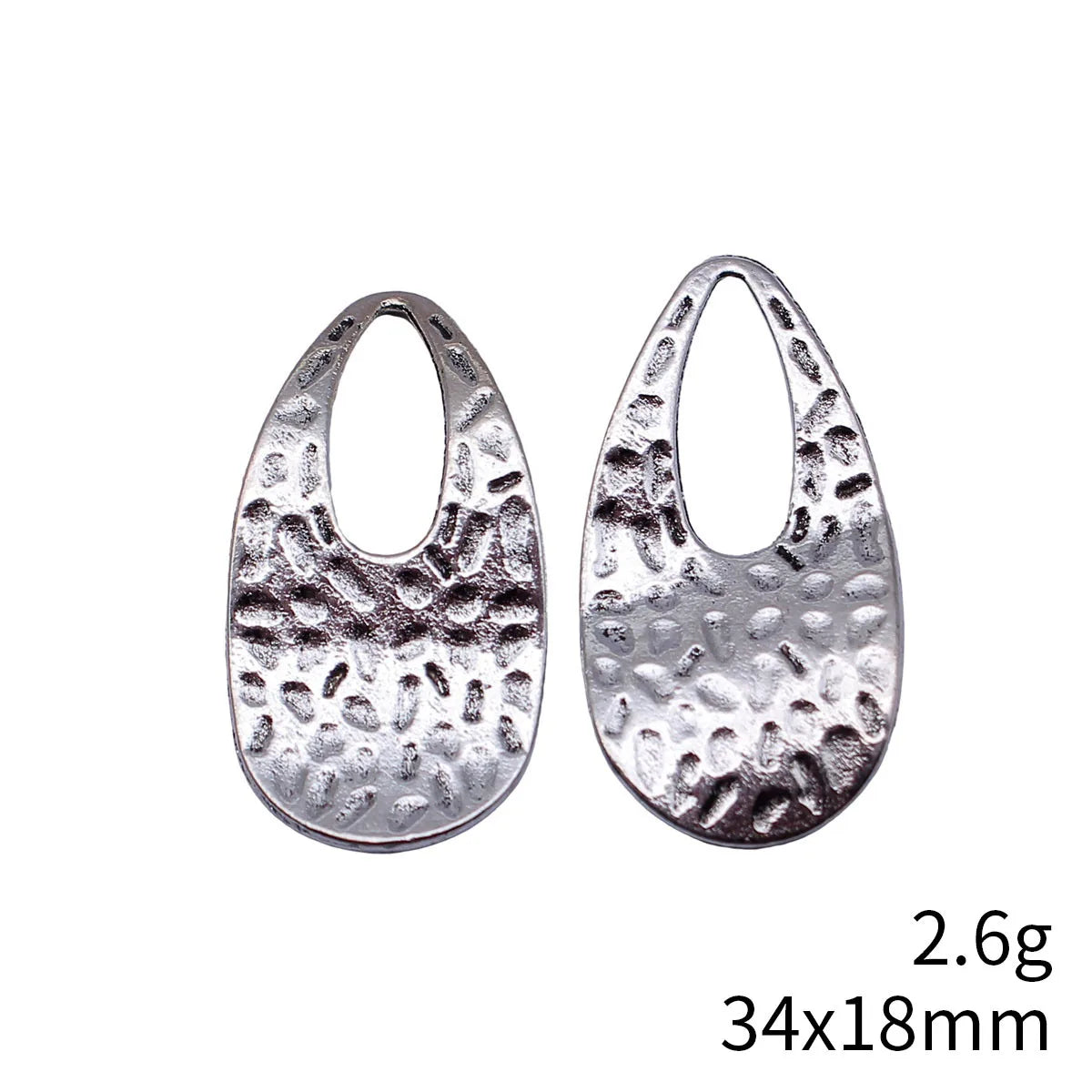 34x18mm 2.6g Multicolor Zinc Alloy Hammered Geometric Teardrop Charm Pendant for DIY Jewelry Making