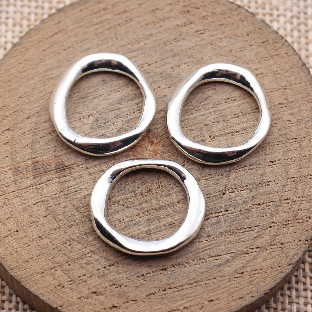 19x18mm 1.6g Multicolor Zinc Alloy Hammered Twisted Round Ring Connector Charm for DIY Jewelry Making