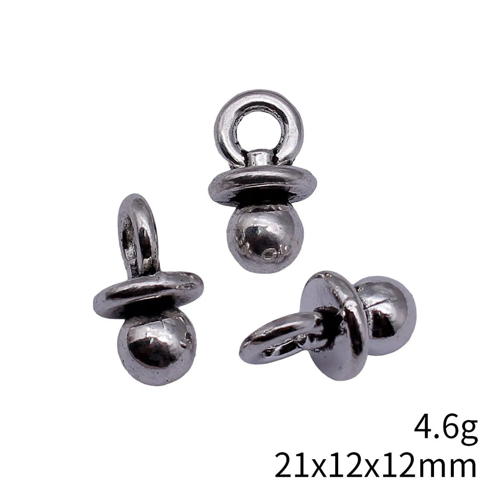 21x12x12mm 4.6g Antique Silver Zinc Alloy 3D Baby Pacifier Charm Pendant for DIY Jewelry Making