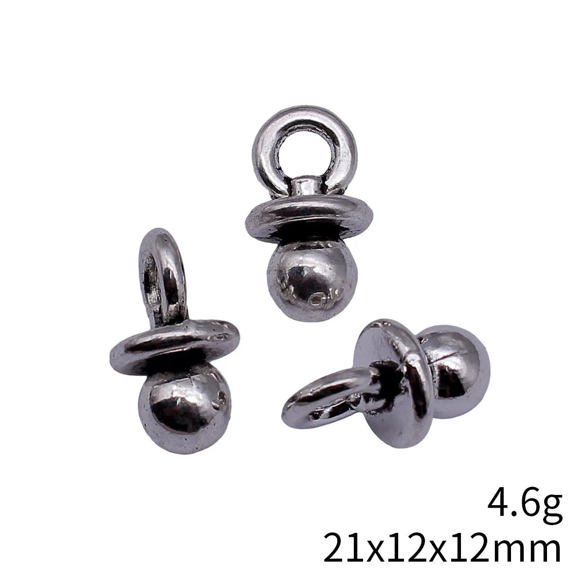 21x12x12mm 4.6g Antique Silver Zinc Alloy 3D Baby Pacifier Charm Pendant for DIY Jewelry Making