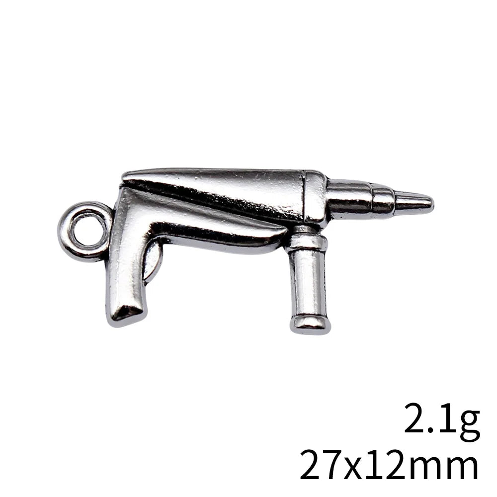 27x12mm 2.1g Antique Silver Zinc Alloy Impact Drill Charm Pendant for DIY Jewelry Making