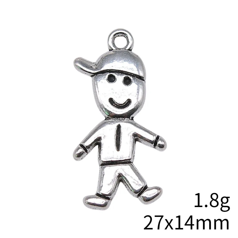 27x14mm 1.8g Antique Silver Zinc Alloy Little Boy Charm Pendant for DIY Necklace Bracelet Jewelry