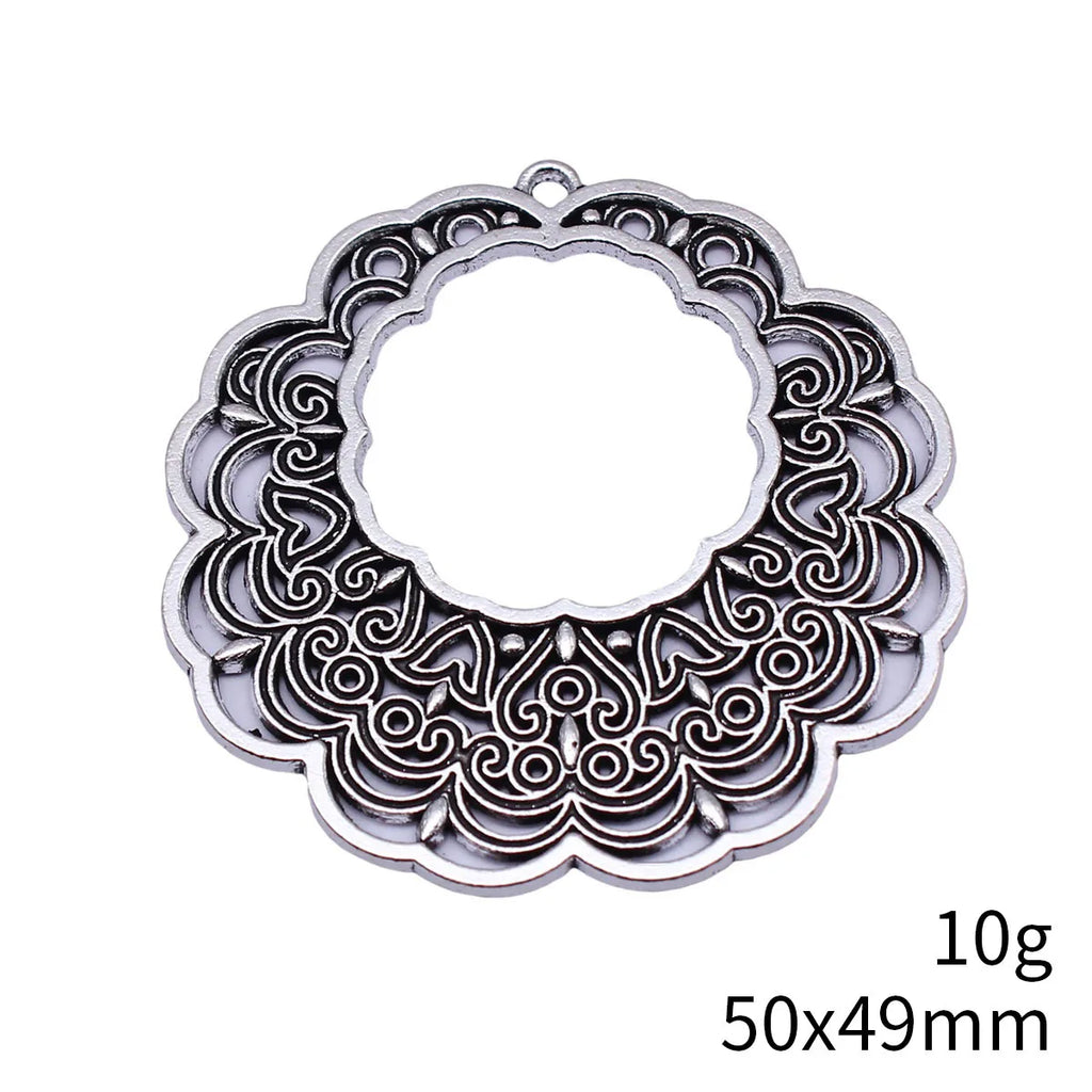 50x49mm 10g Antique silver zinc alloy hollow lace texture earring charms for DIY earring making