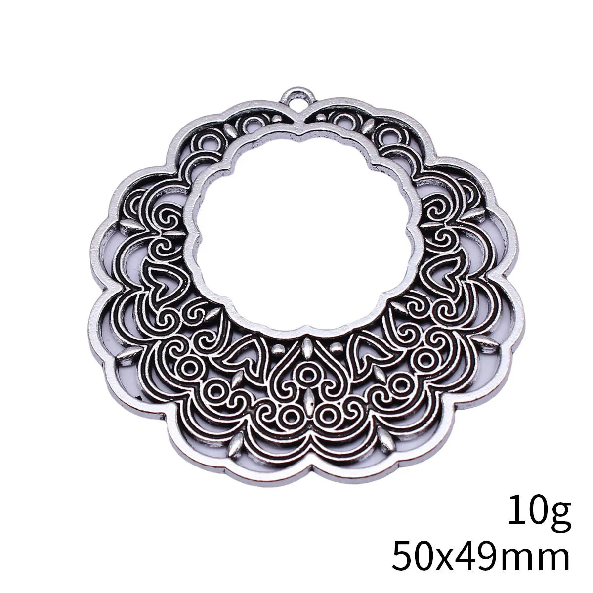 50x49mm 10g Antique silver zinc alloy hollow lace texture earring charms for DIY earring making