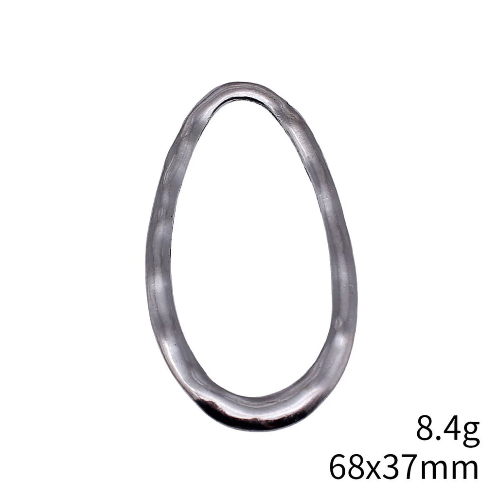 68x37mm 8.4g Antique Silver Zinc Alloy Hollow Hammered Geometric Charm Pendant for DIY Jewelry Making