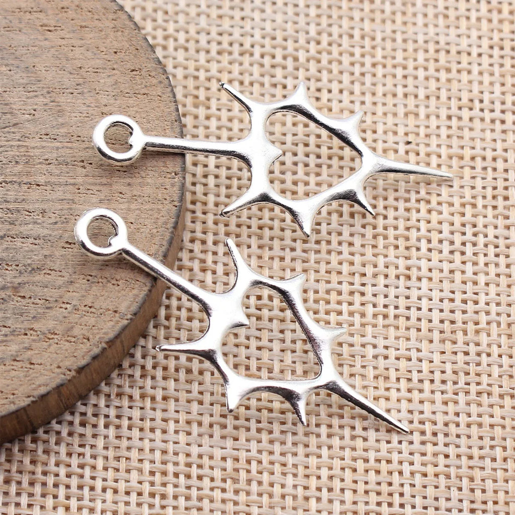 44x19mm 1.2g Multicolor Zinc Alloy Hollow Thorn Heart Earring Charms for DIY Jewelry Making