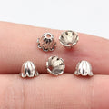 7x7x5.9mm 0.27g Antique Silver Tone Zinc Alloy Flower Bead Caps for DIY Bracelet and Earring Making