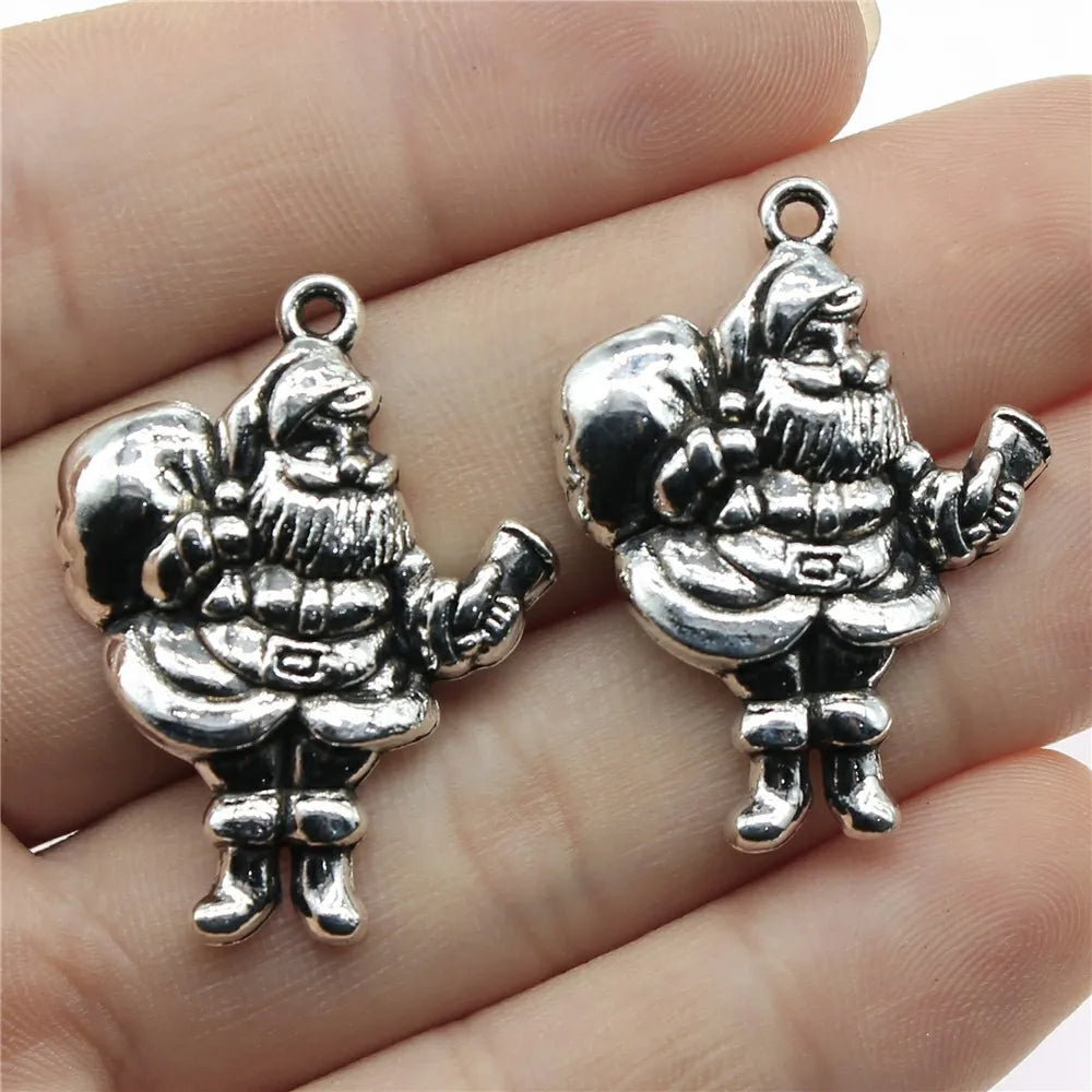 32x25mm 3.2g Multicolor Zinc Alloy Santa Claus Christmas Gift Charm Pendant for DIY Holiday Jewelry