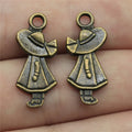 24x11mm 1.5g Antique Bronze Zinc Alloy Hat Girl Charm Pendant for DIY Necklace Bracelet Jewelry Making