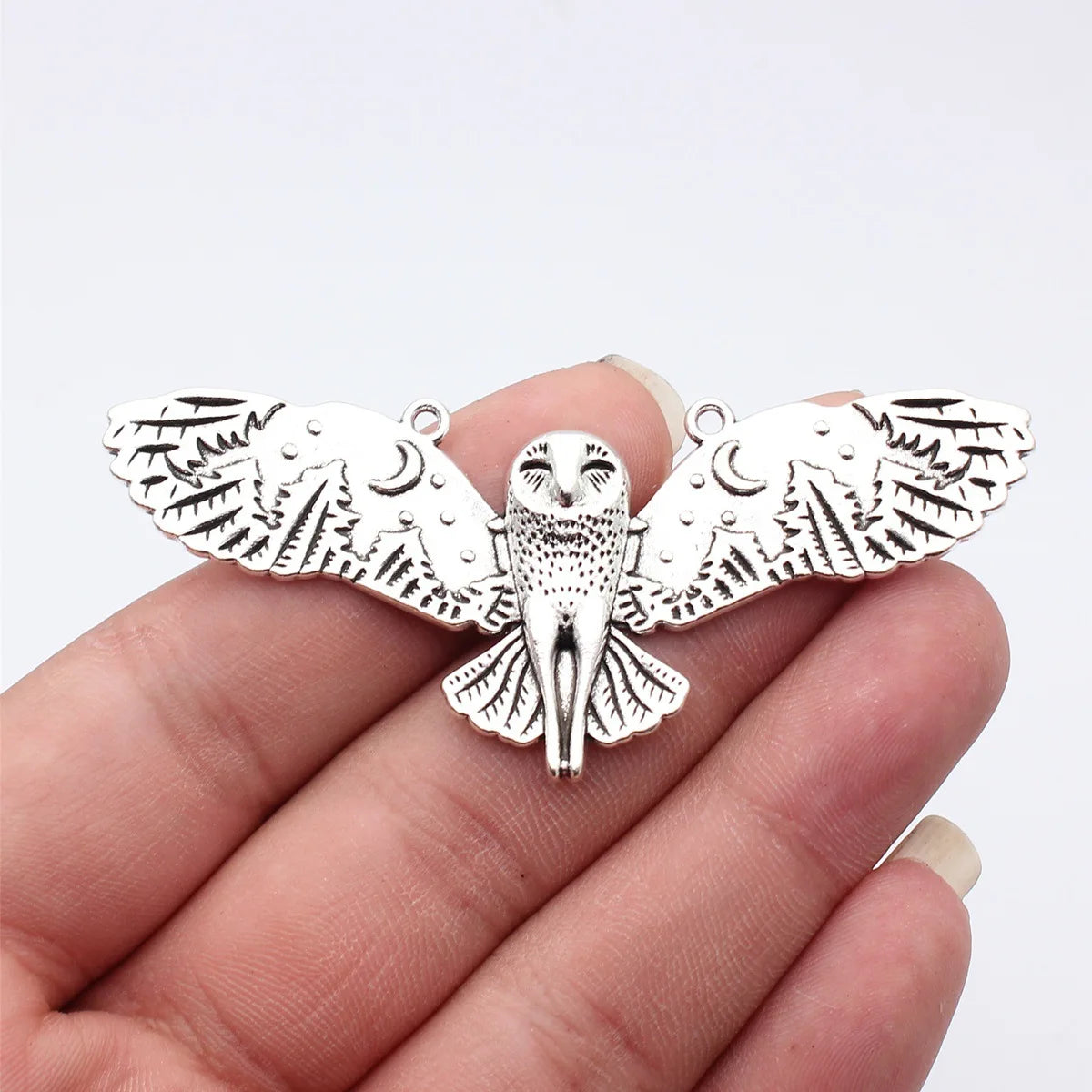 80x35mm 10.8g Antique Silver Zinc Alloy Owl Cat Charm Pendant for DIY Necklace Bracelet Jewelry Making