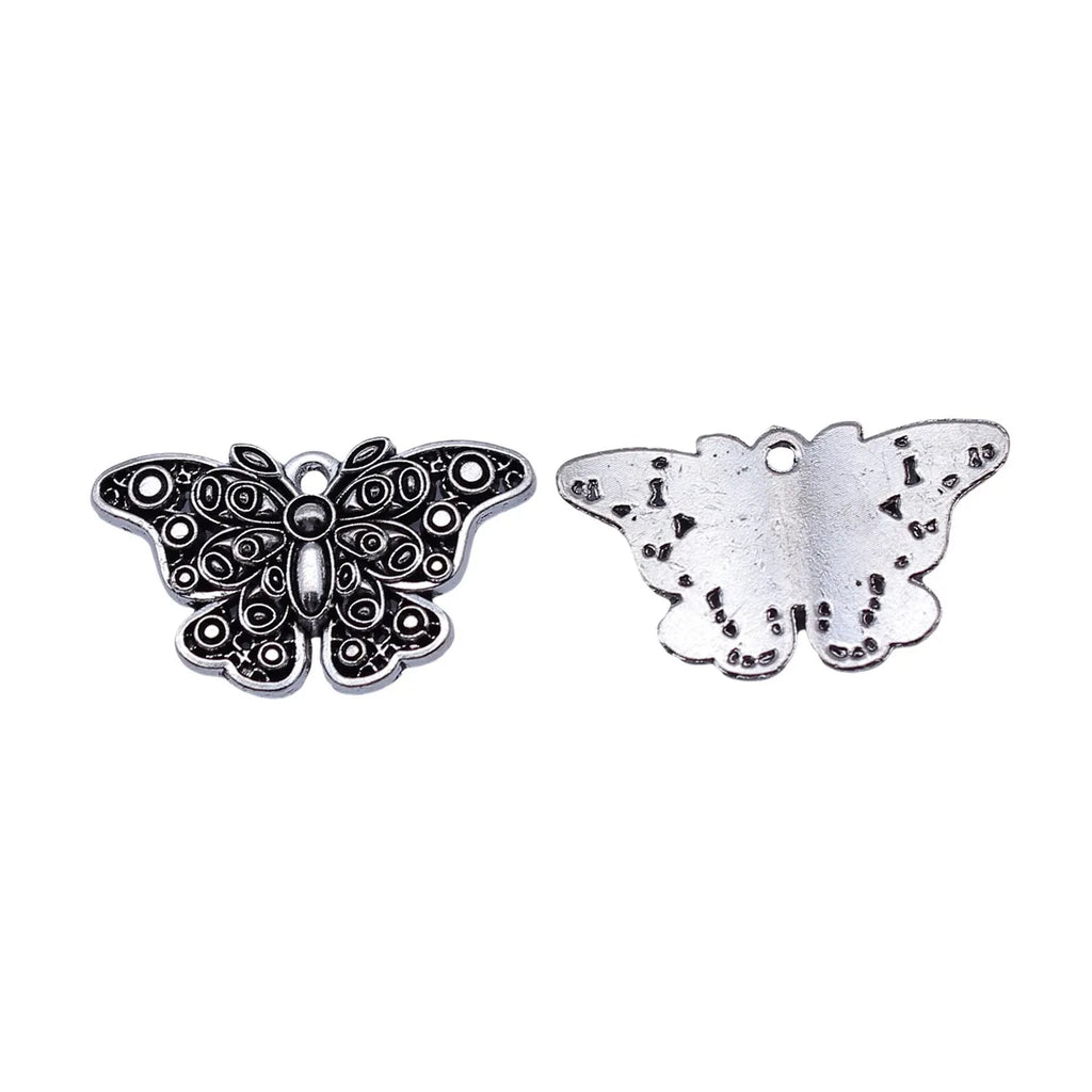 25x15mm 2.1g Antique Silver Zinc Alloy Butterfly Charm Pendant for DIY Necklace Bracelet Making