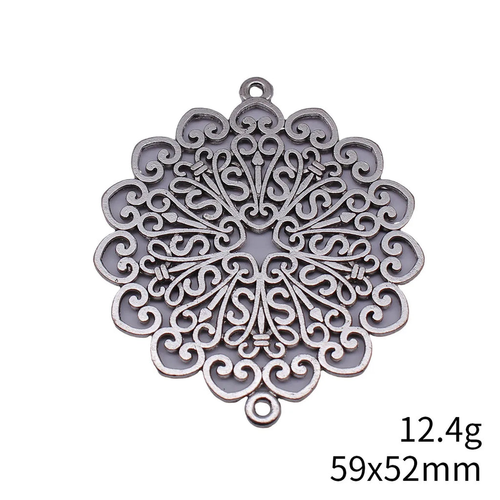 59x52mm 12.4g Multicolor Zinc Alloy Hollow Flower Filigree Connector Charm for DIY Jewelry Making
