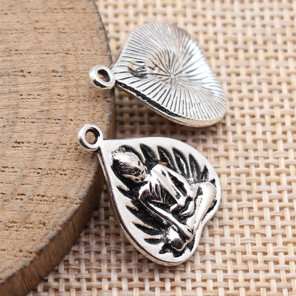 22x16mm 2.4g Antique Silver Zinc Alloy Buddha Bodhi Leaf Charm Pendant for Necklace Jewelry Making