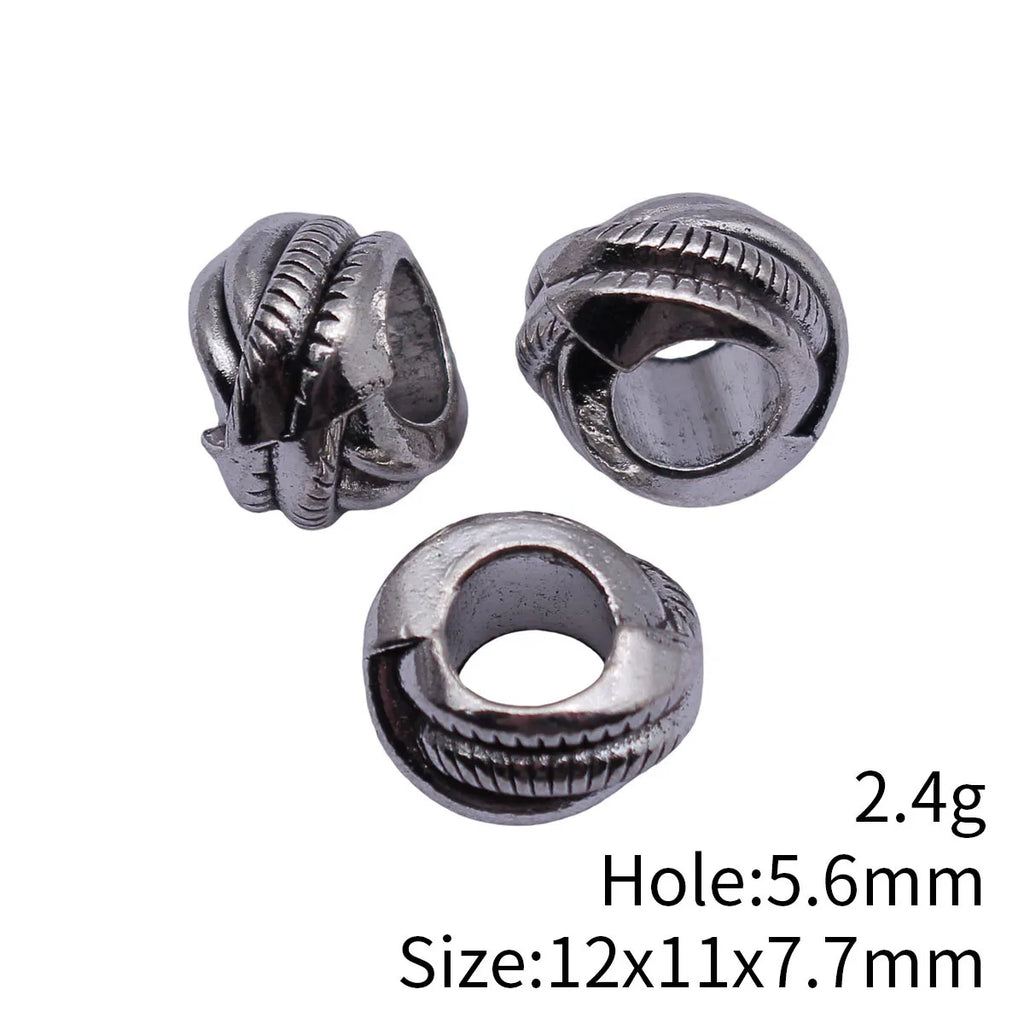 12x11x7.7mm 2.4g Antique Silver Zinc Alloy Geometric Textured Spacer Beads for DIY Dreadlock Jewelry