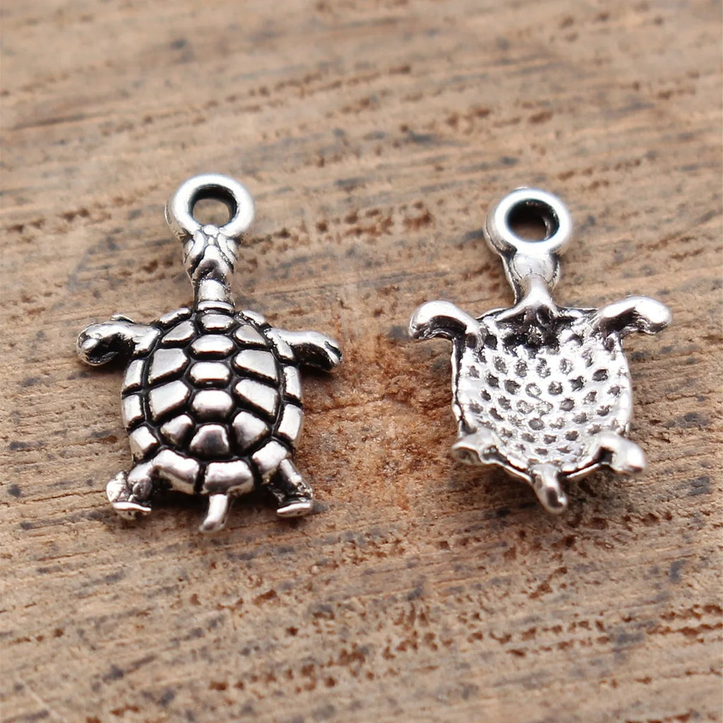 12x8mm 0.24g Antique Silver Zinc Alloy Sea Turtle Charm Pendant for DIY Necklace Bracelet Making