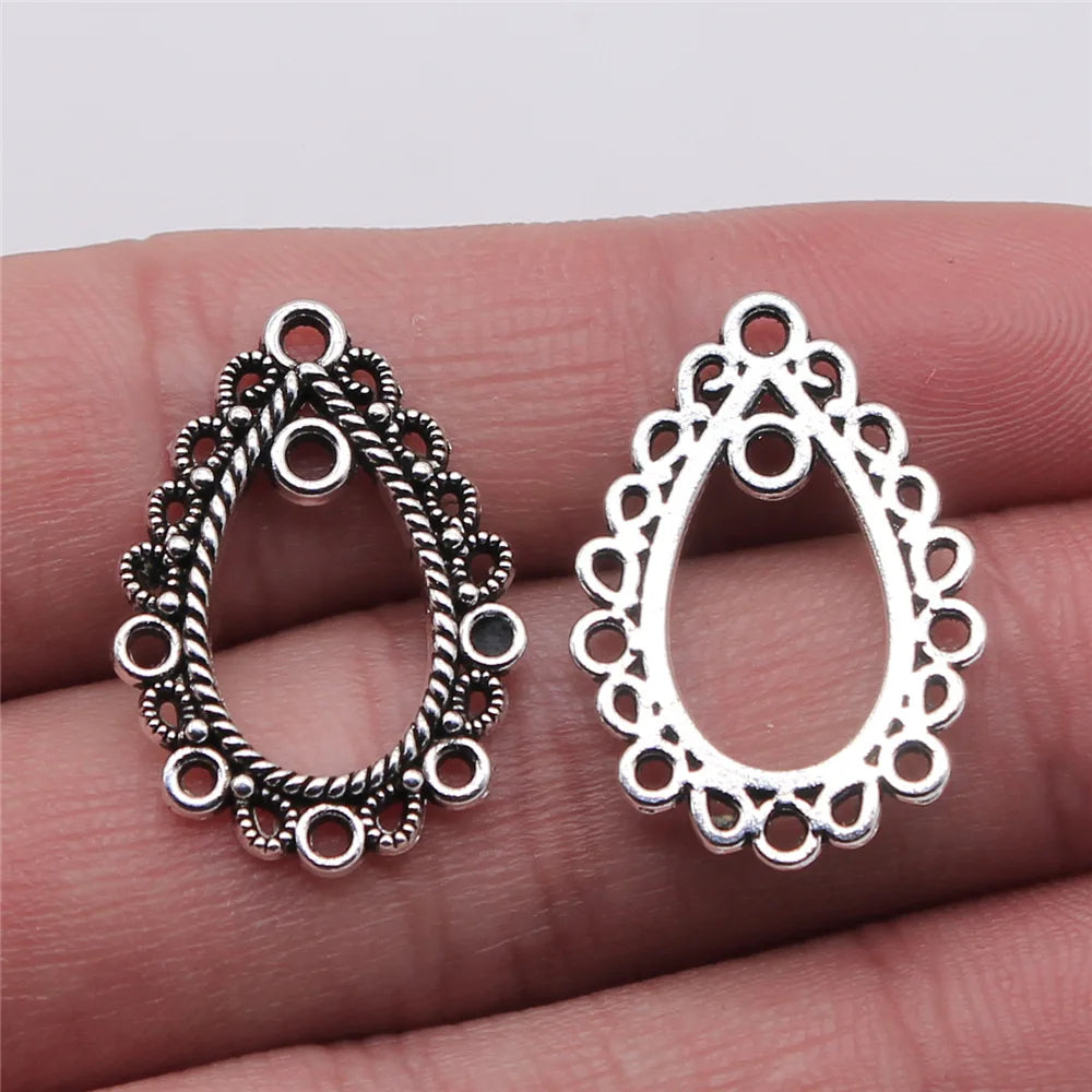 18x25mm 1.3g Antique Silver Zinc Alloy Earring Connector Charm Findings for DIY Dangle Earrings