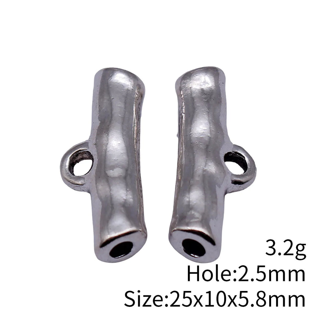 25x10x5.8mm 3.2g Antique Silver Zinc Alloy Hammered Three-Hole Bail Connector for DIY Pendant Jewelry Making
