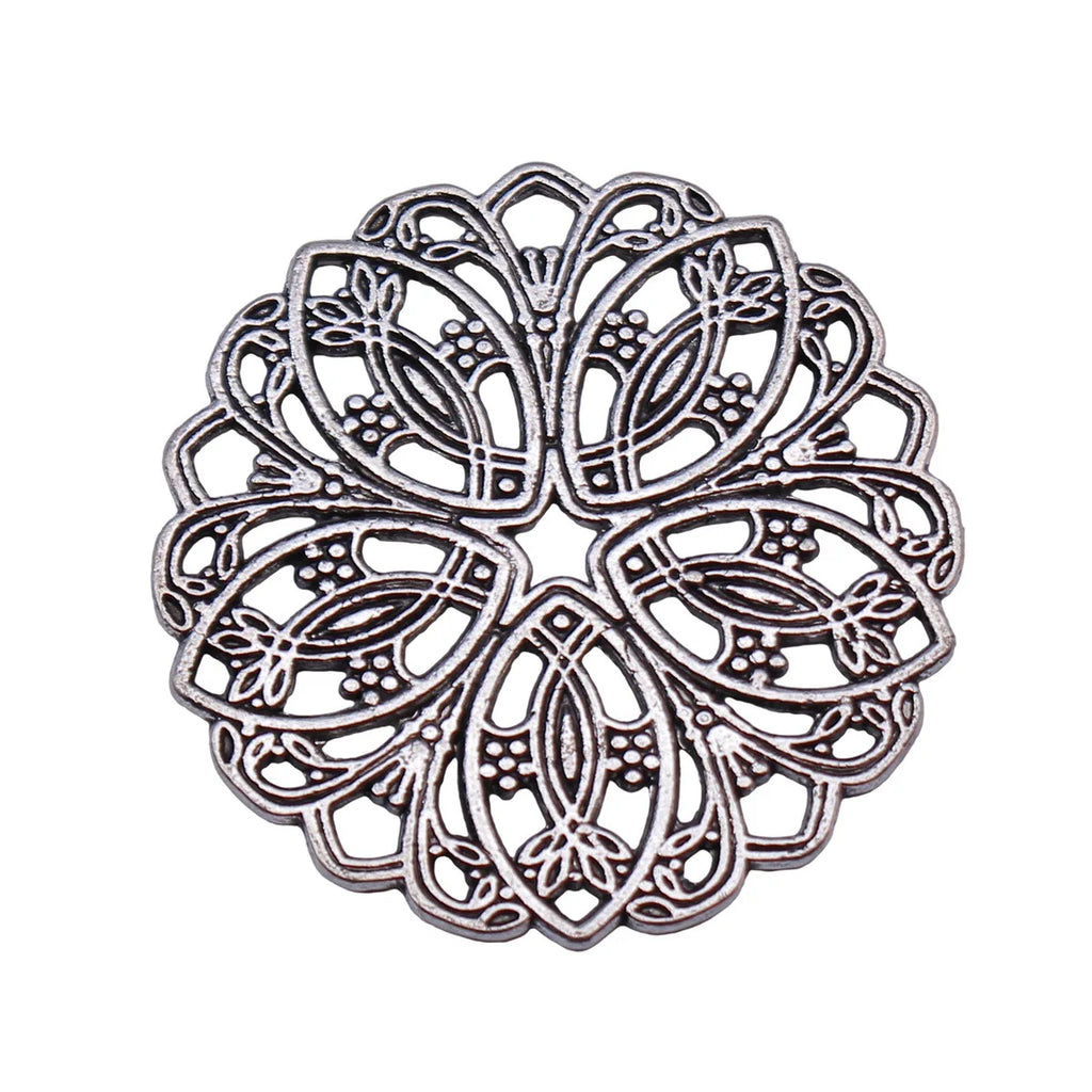 31x31x1.2mm 3.9g Antique Silver Zinc Alloy Flower Filigree Connector Charm for DIY Earrings Bracelet