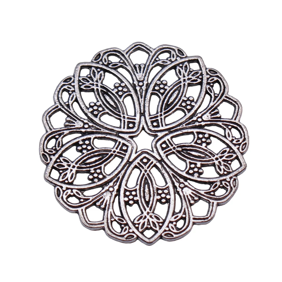 31x31x1.2mm 3.9g Antique Silver Zinc Alloy Flower Filigree Connector Charm for DIY Earrings Bracelet