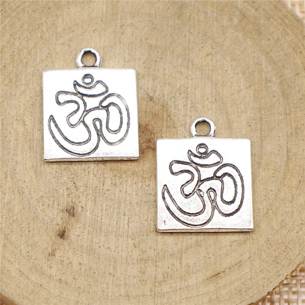 18x15mm 2.1g Antique Silver Zinc Alloy Om Charm Pendant for DIY Necklace Bracelet Jewelry Making