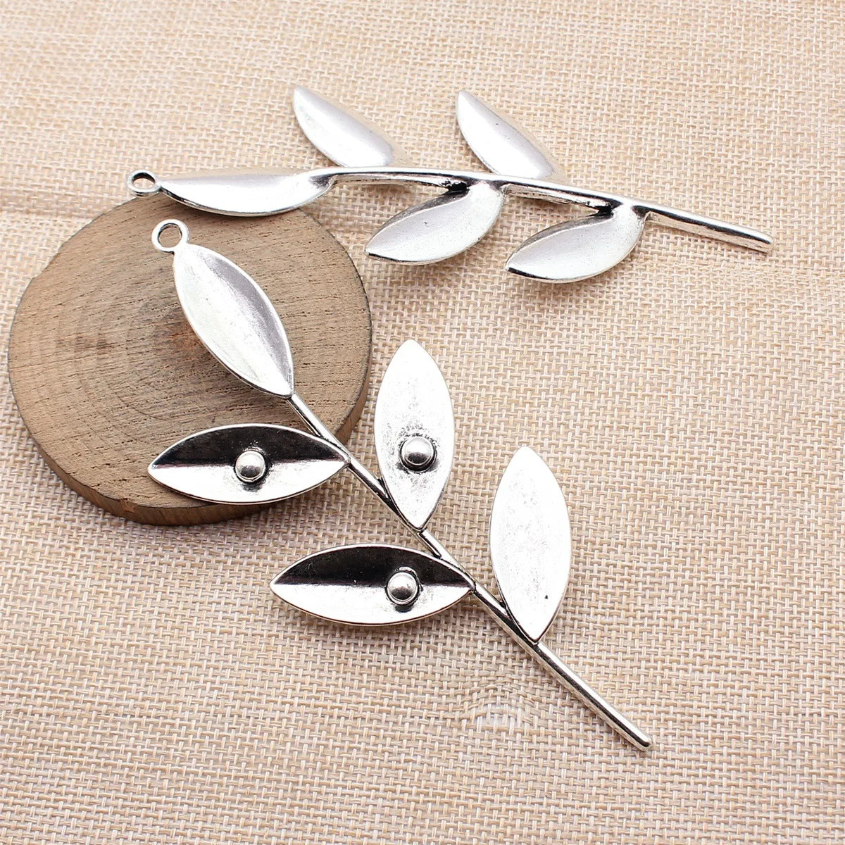 122x49mm 23.2g Antique Silver Zinc Alloy Olive Branch Charm Pendant for DIY Necklace Jewelry Making