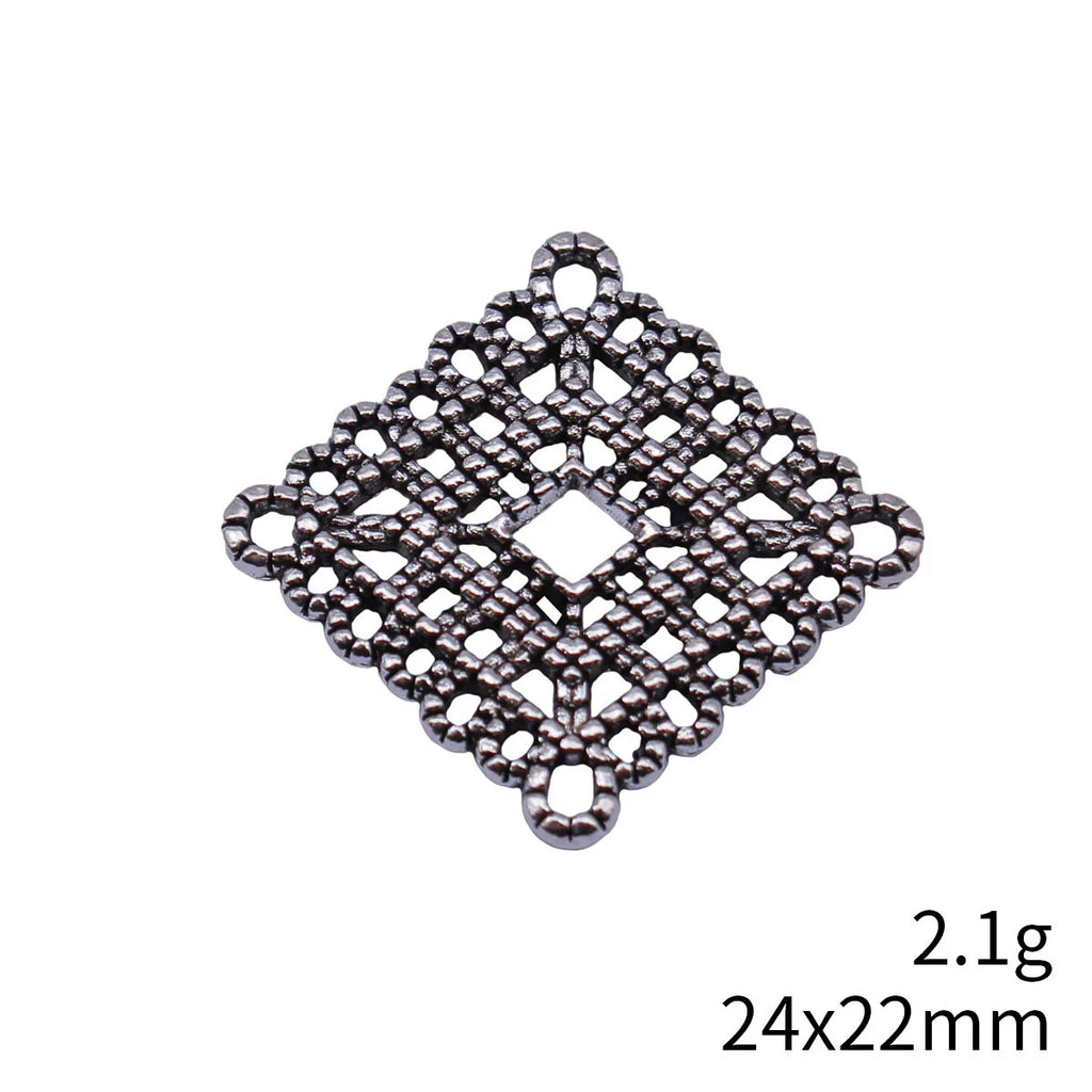 24x22mm 2.1g Multicolor Zinc Alloy Hollow Diamond Connector Charm for DIY Bracelet Jewelry Making