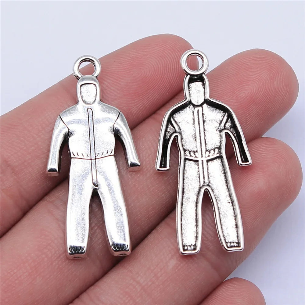 39x18mm 3.1g Antique Silver Zinc Alloy Protective Suit Charm Pendant for DIY Necklace Bracelet Making