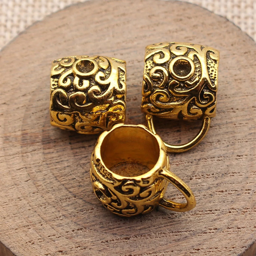 21x14x14mm 5.2g Antique Gold Zinc Alloy Vine Pattern Three-Hole Bail Connector for DIY Jewelry