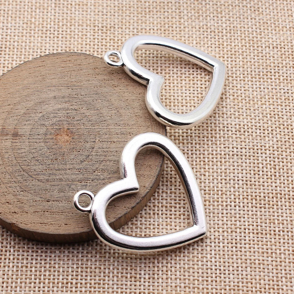 42x39mm 12.2g Antique Silver Zinc Alloy Hollow Heart large charm pendant for DIY necklace jewelry making