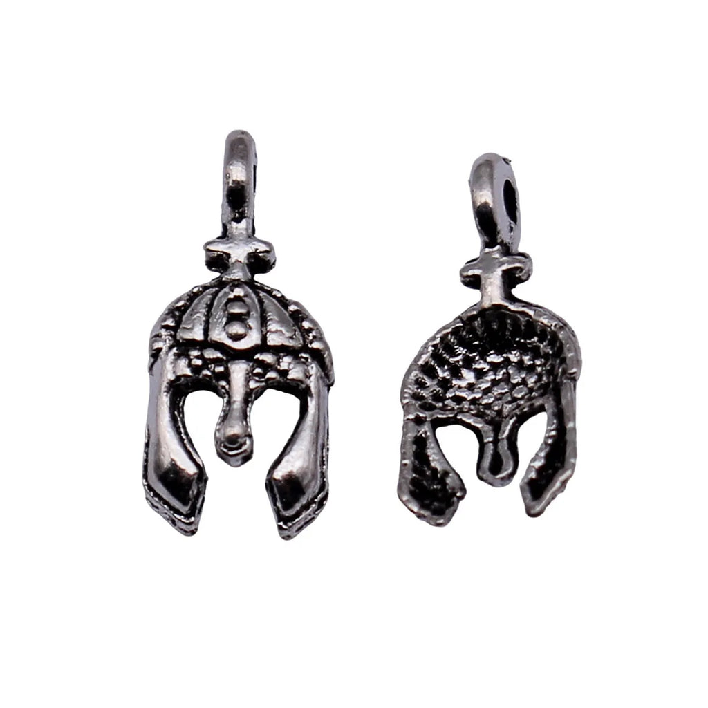 15x6.5mm 0.32g Antique Silver Zinc Alloy Warrior Helmet Charm Pendant for DIY Jewelry Making