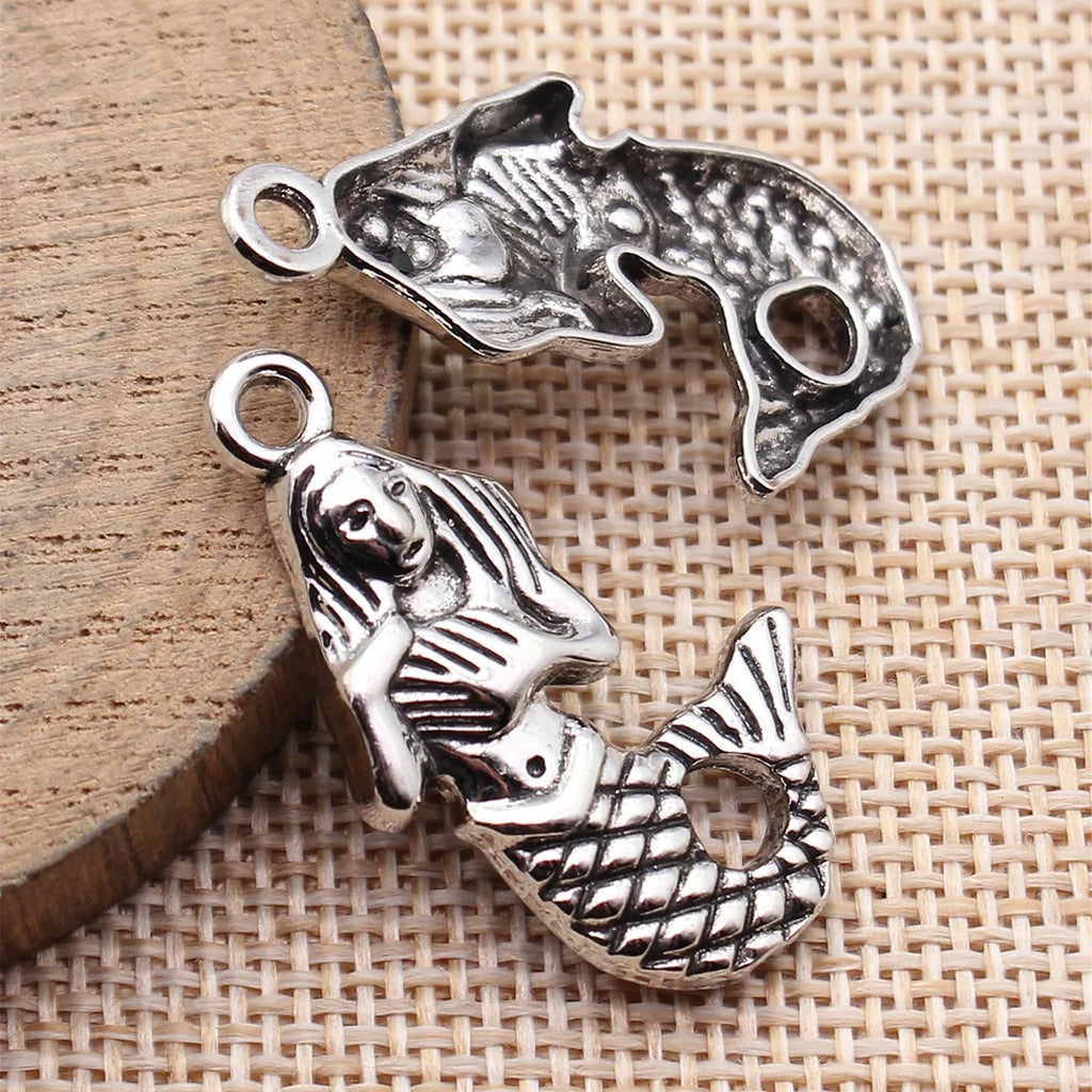 34x21mm 2.8g Multicolor Zinc Alloy Mermaid Charm Pendant for Necklace Bracelet DIY Jewelry Making