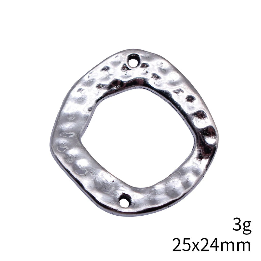 25x24mm 3g Multicolor Zinc Alloy Hammered Irregular Round Ring Connector Charm for DIY Jewelry