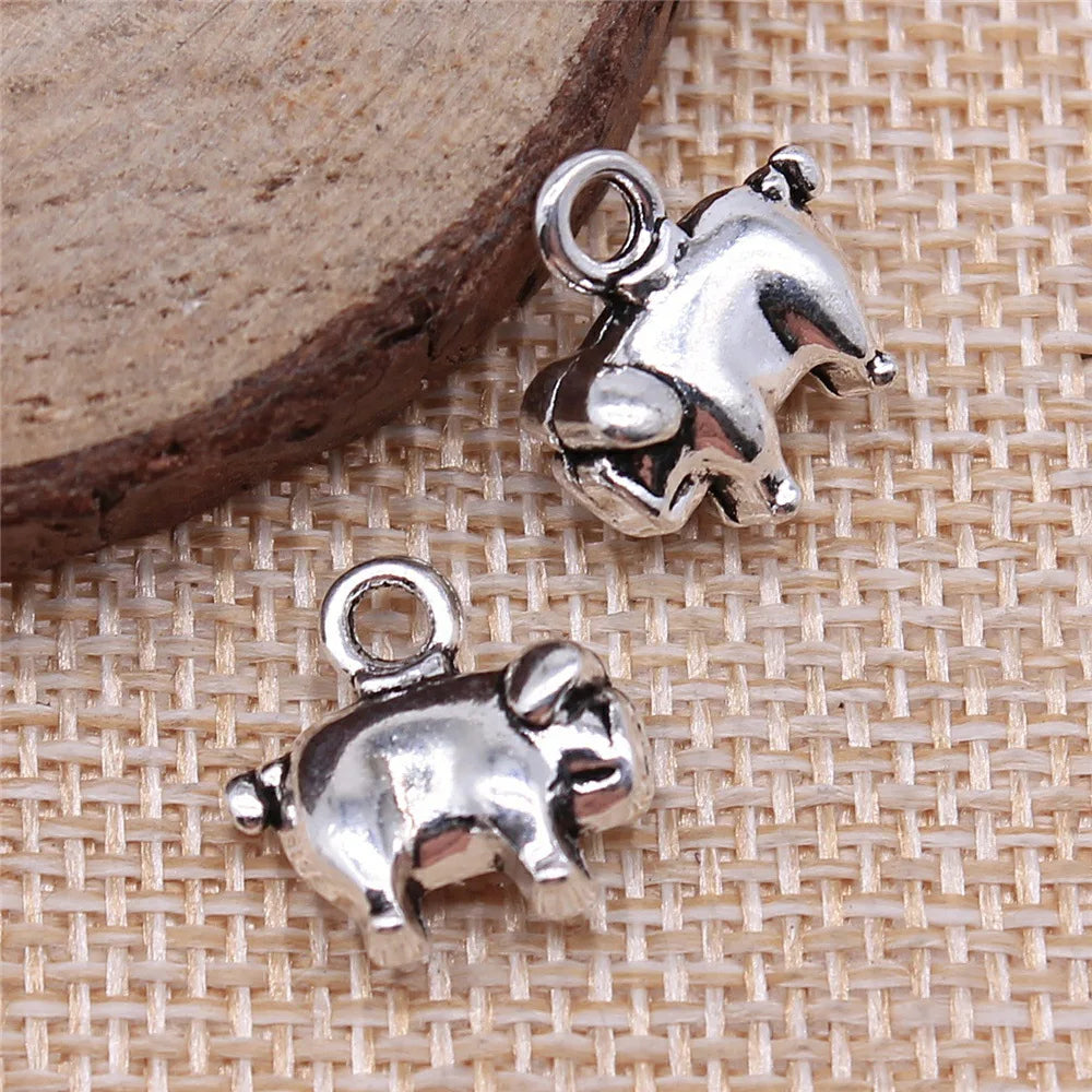 14x14x5mm 2.4g Multicolor Zinc Alloy 3D Pig Charm Pendant for DIY Necklace Bracelet Jewelry Making