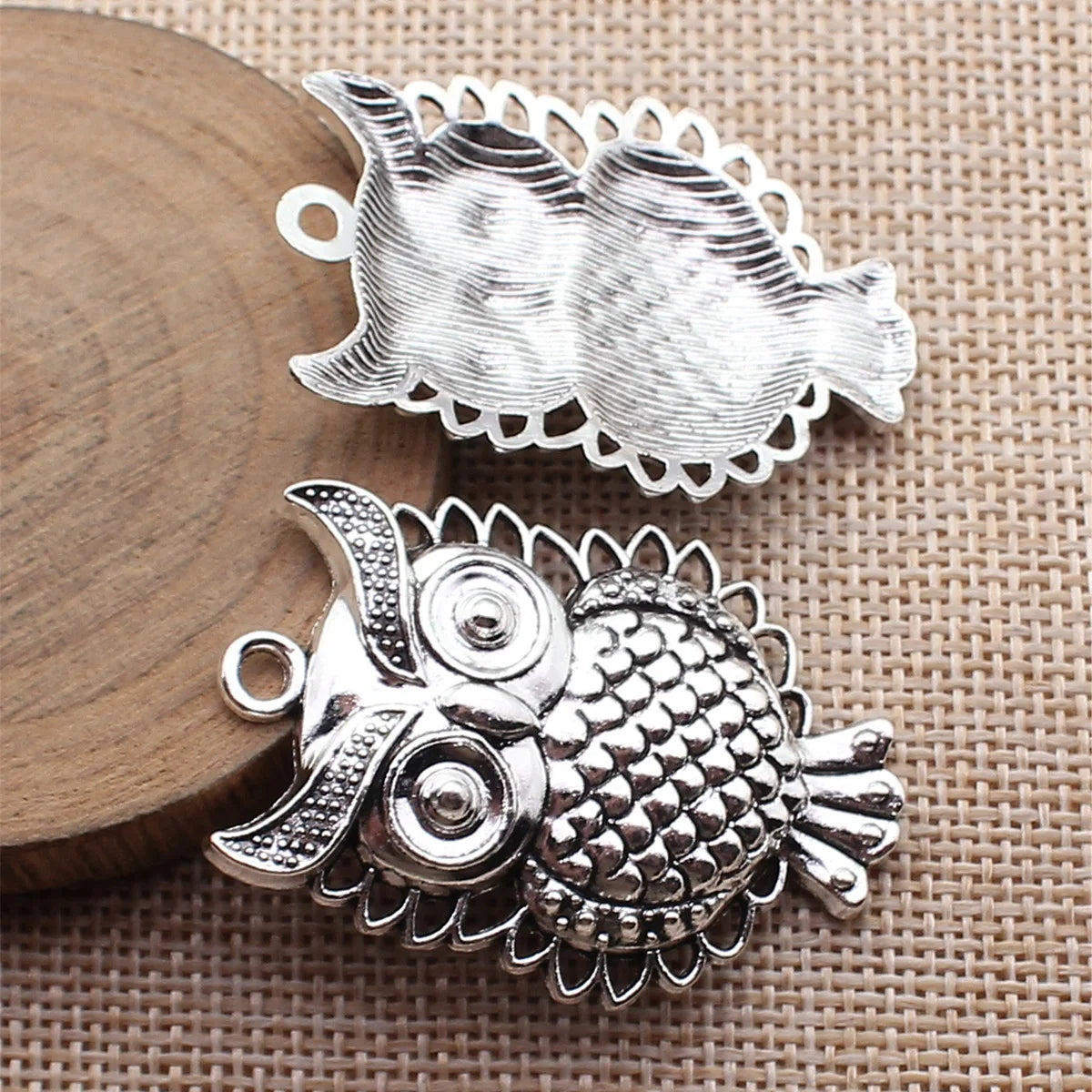 45x32mm 6.1g Antique Silver Zinc Alloy Owl Cat Charm Pendant for DIY Necklace Bracelet Making