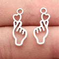 22x8.3mm 0.6g Multicolor Zinc Alloy Hollow Finger Heart Hand Gesture Charm Pendant for DIY Jewelry