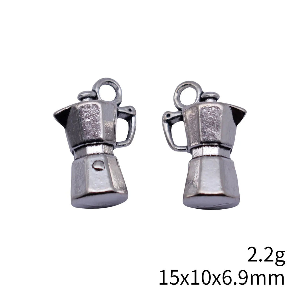 15x10x6.9mm 2.2g Antique Silver Zinc Alloy 3D Espresso Coffee Pot Charm Pendant for DIY Necklace Making