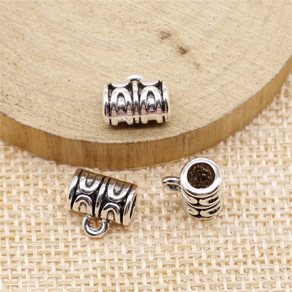 10x9x6mm 1.1g Antique Silver Zinc Alloy Engraved Pattern Bail Pendant Connector for DIY Jewelry Findings