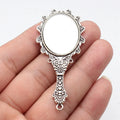 70x33mm 12g Multicolor Zinc Alloy Mini Handheld Makeup Mirror Charm Pendant for DIY Jewelry Making