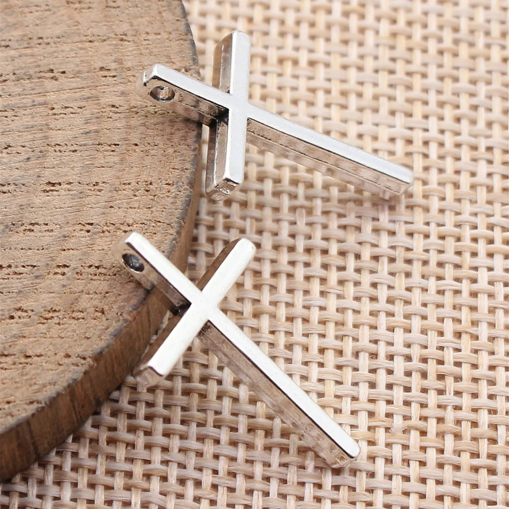 25x15mm 1.3g Antique Silver Zinc Alloy Cross Charm Pendant for DIY Bracelet Necklace Jewelry Making