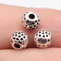 6x6x5.3mm 0.61g Antique Silver Zinc Alloy Dotted Texture Spacer Beads for DIY Bracelet Jewelry Making