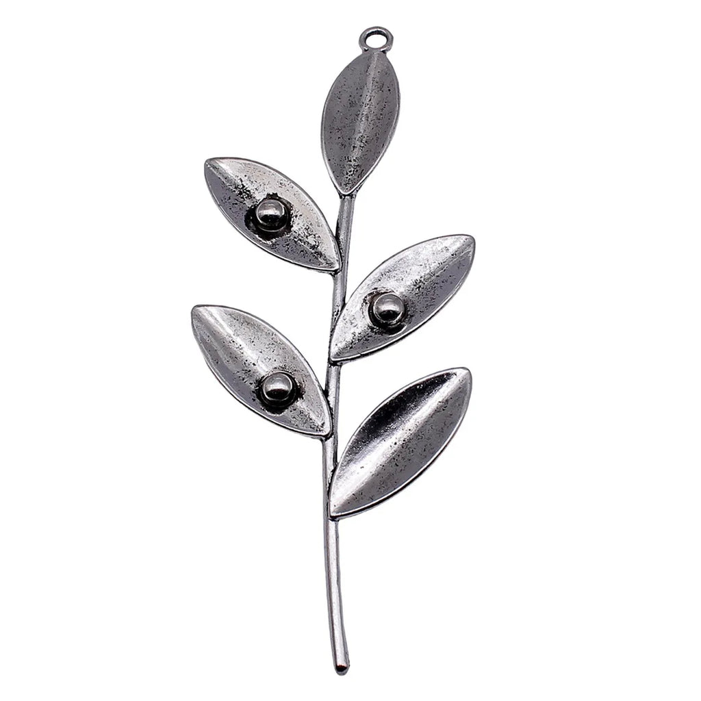 122x49mm 23.2g Antique Silver Zinc Alloy Olive Branch Charm Pendant for DIY Necklace Jewelry Making