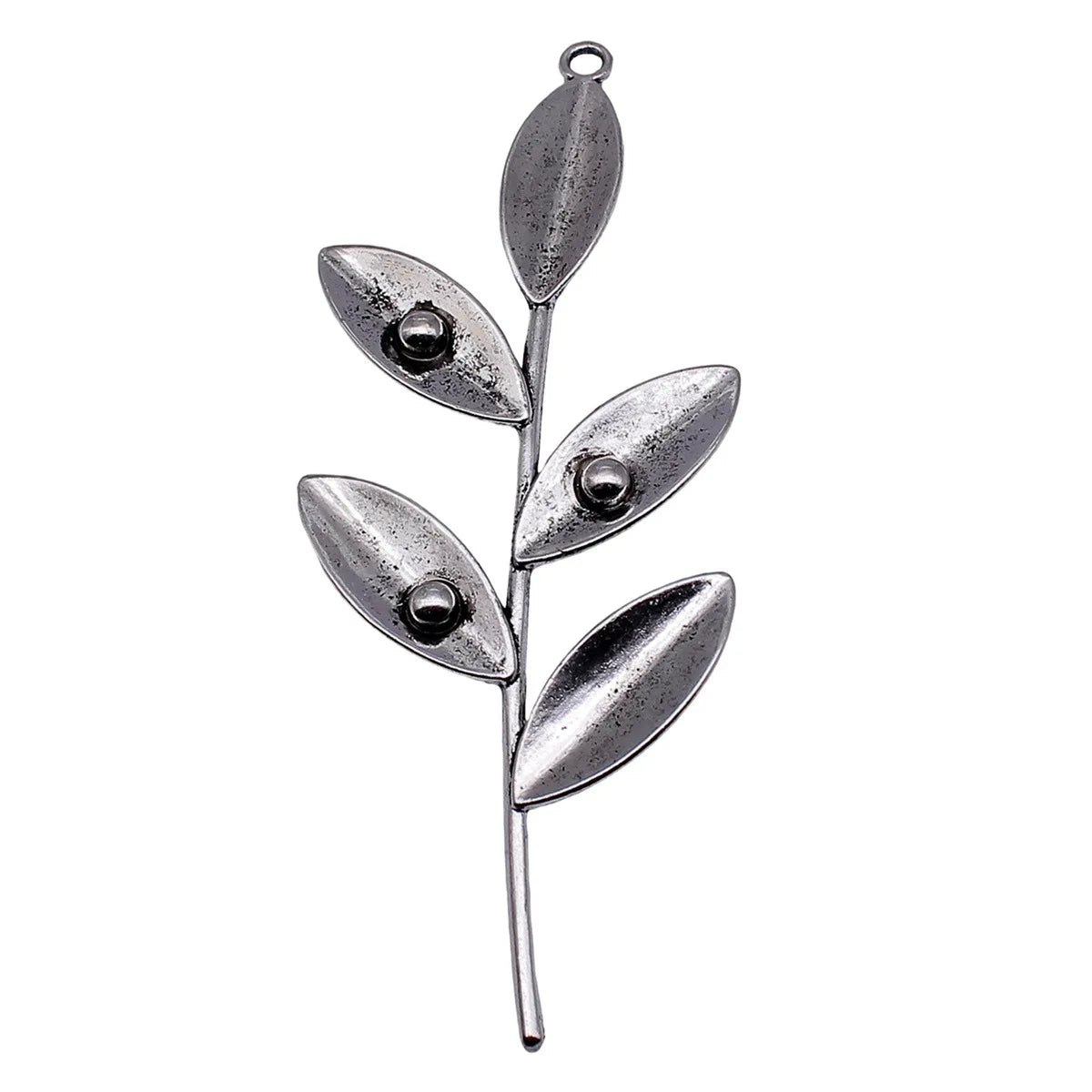 122x49mm 23.2g Antique Silver Zinc Alloy Olive Branch Charm Pendant for DIY Necklace Jewelry Making