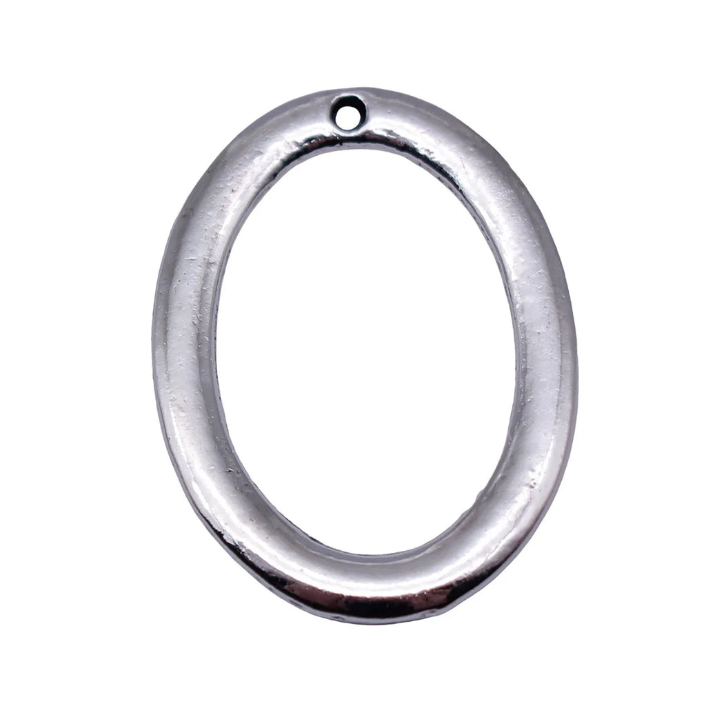 29x22mm 2.4g Antique Silver Zinc Alloy Openwork Oval Ring Hollow Charm Pendant for DIY Necklace Making