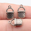 15x9.2x4.8mm 1.4g Antique Silver Zinc Alloy Woven Basket Charm Pendant for DIY Necklace Bracelet Making