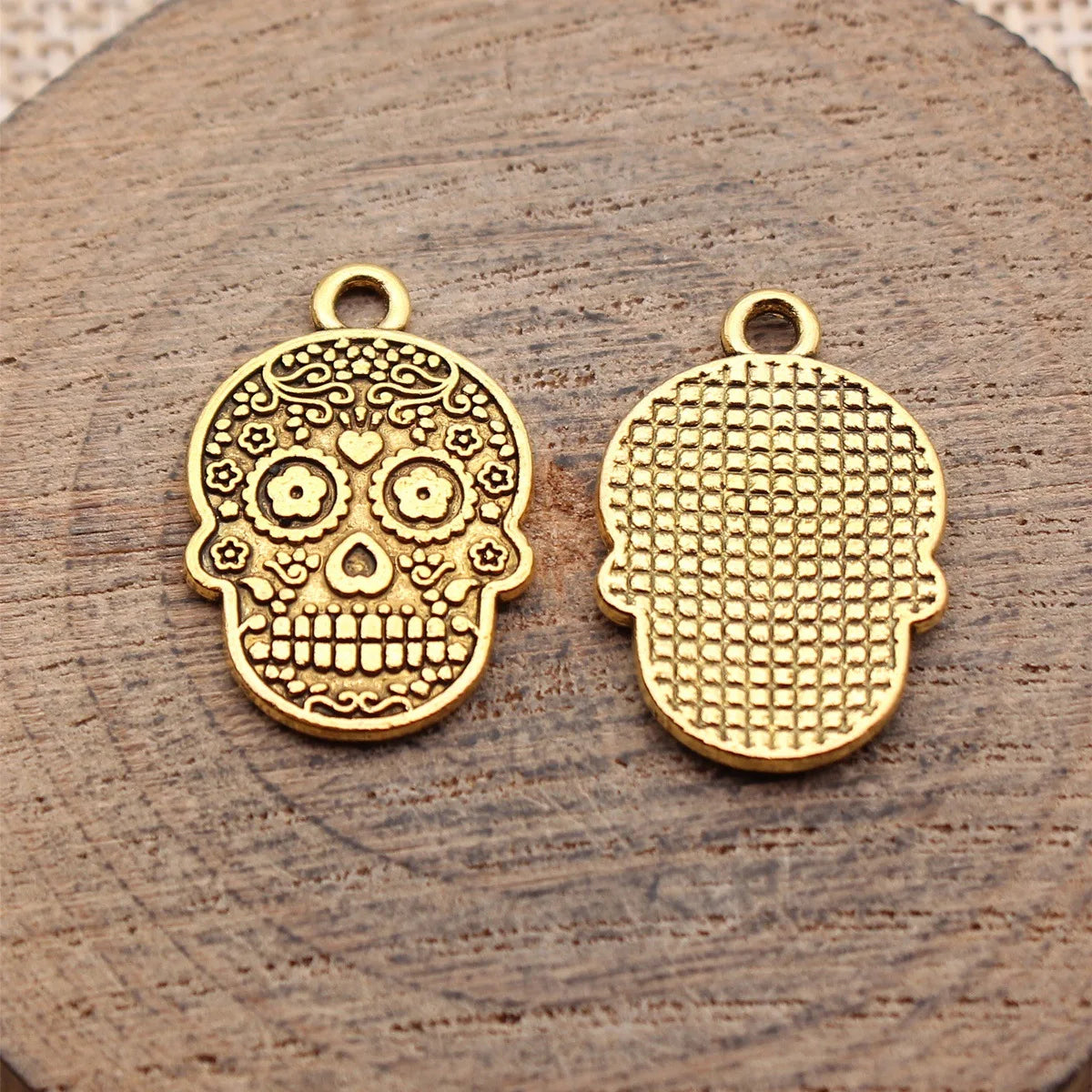 22x15mm 1.8g Zinc Alloy Floral Skull Flower Charm Pendant for DIY Bracelet Necklace Jewelry Making