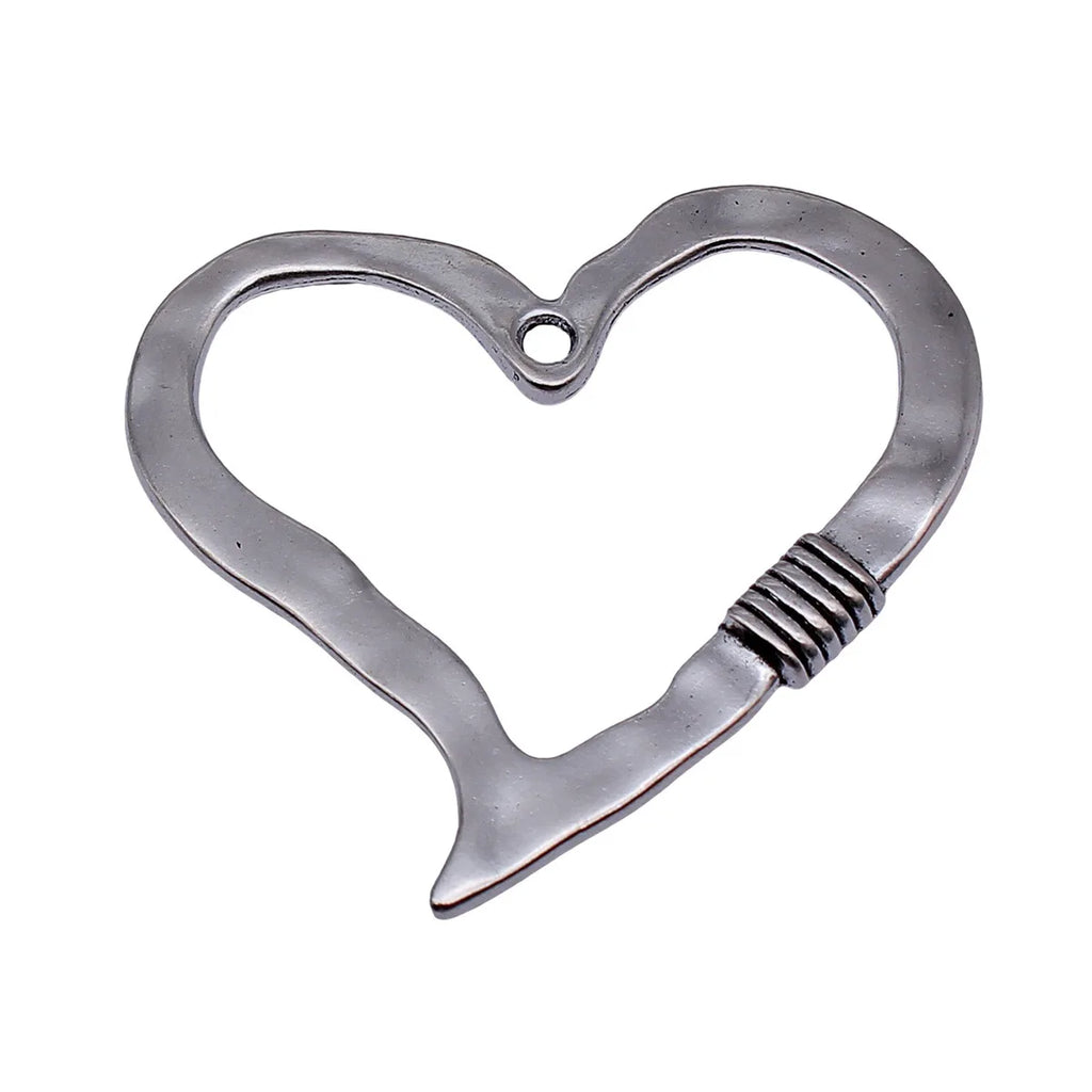 61x56mm 12.2g Antique Silver Zinc Alloy Heart Charm Pendant for DIY Necklace Bracelet Jewelry Making