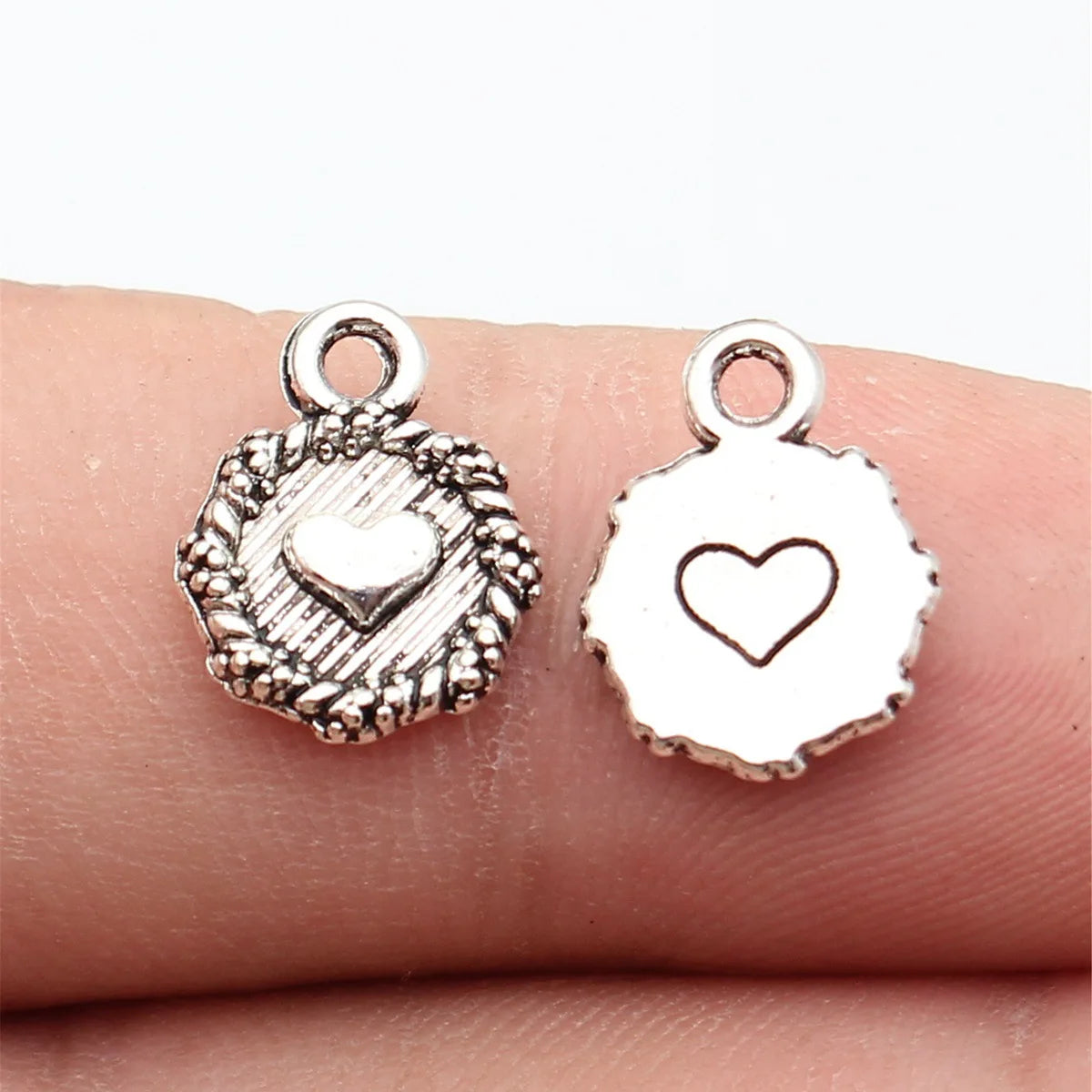 13x10mm 0.57g Antique Silver Zinc Alloy Heart Tag Charm Pendant for DIY Bracelet Jewelry Making