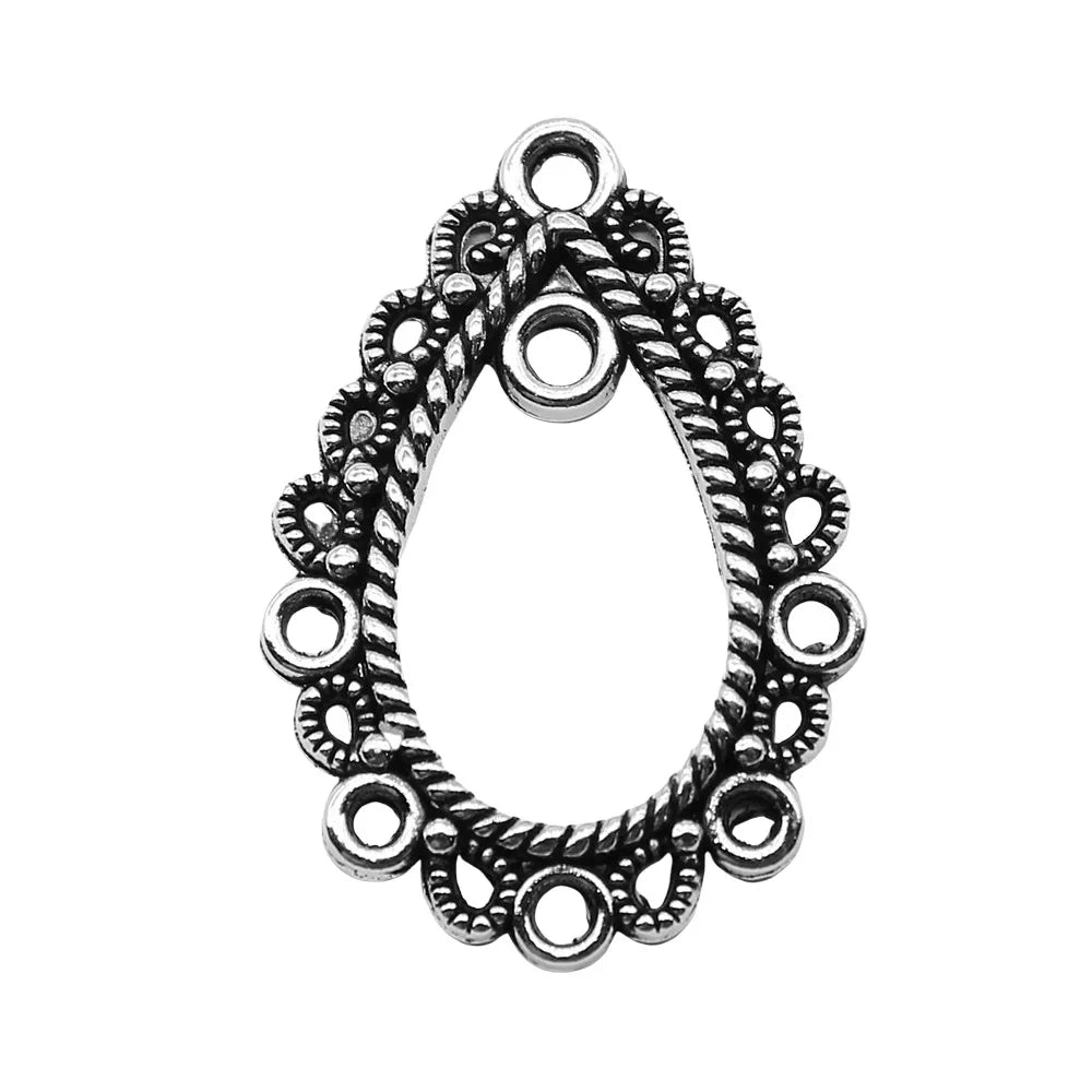 18x25mm 1.3g Antique Silver Zinc Alloy Earring Connector Charm Findings for DIY Dangle Earrings