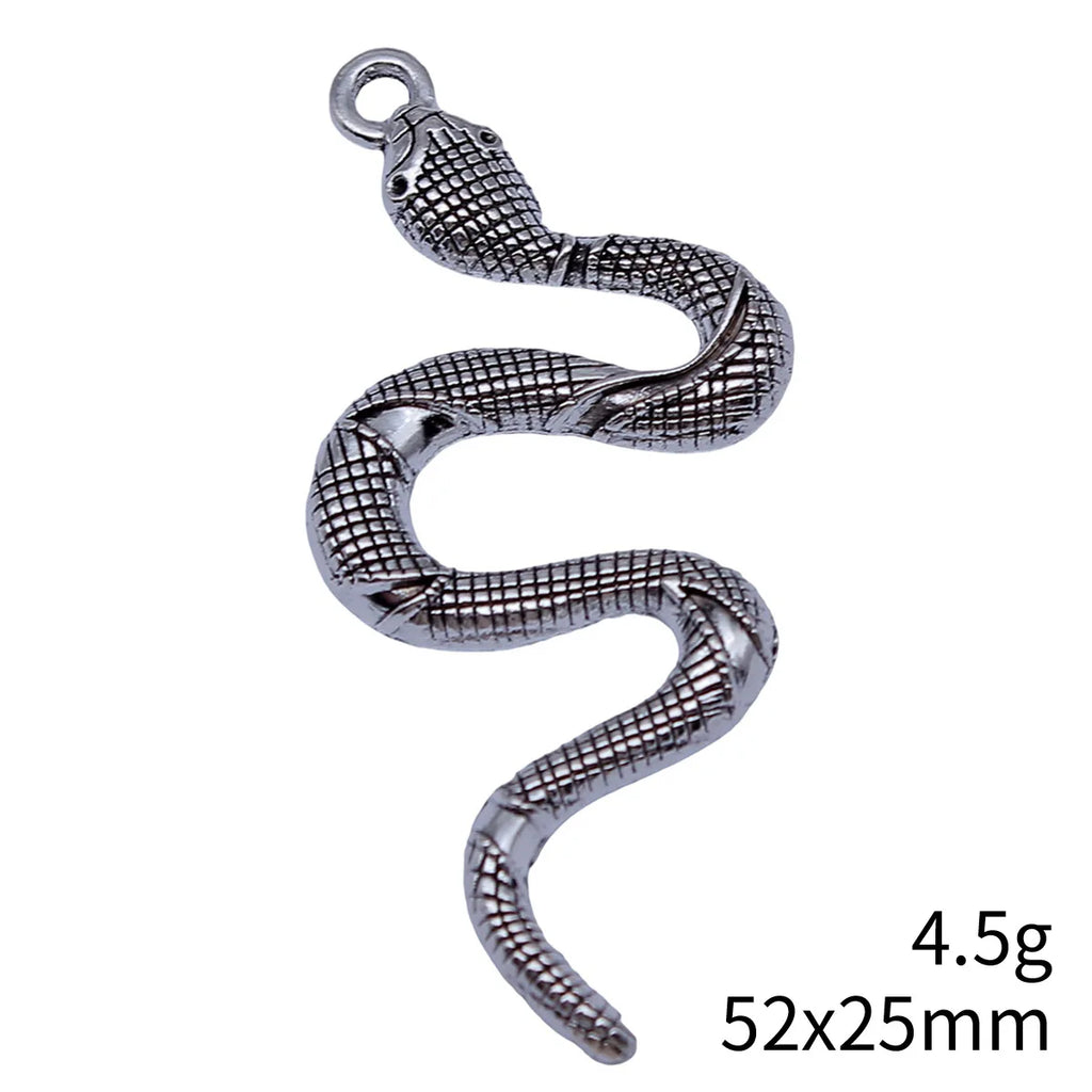 52x25mm 4.5g Antique Silver Zinc Alloy Snake Charm Pendant for Necklace Bracelet Jewelry Making