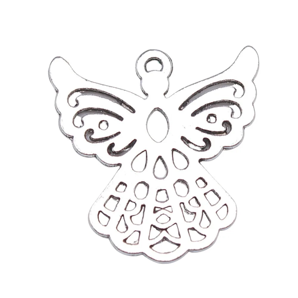 28x27mm 3.3g Antique Silver Zinc Alloy Angel Charm Pendant for DIY Necklace Bracelet Jewelry Making